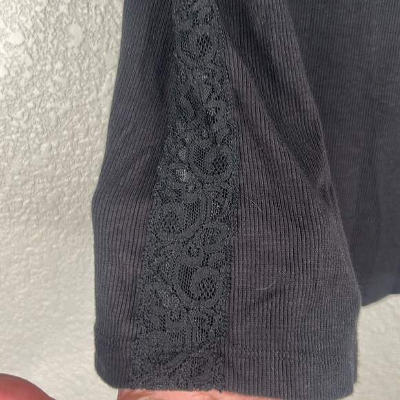 Daisy Fuentes Black Summer Spring Ribbed Lace Trim Tank Top Size Large New! - Picture 2 of 5